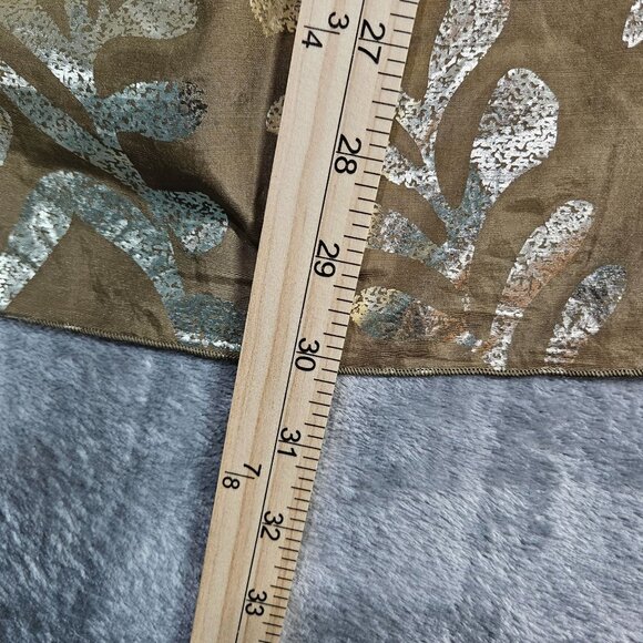 Hale Bob Cabana Top Medium Tan Silk Blend Metallic Silver Palm Leaf Beach Tunic - Picture 9 of 9